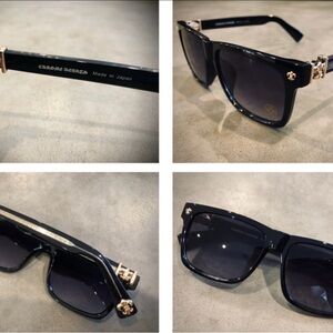Chrome Hearts Black Sunglasses with Gold Accents